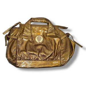 Gucci Hysteria Hand Bag Tom Ford Era Womens Metallic Gold Patent Leather Handbag